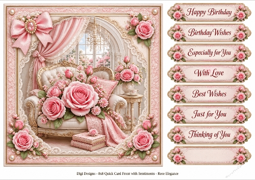 8x8 Rose Elegance Quick Card Front with Sentiment 