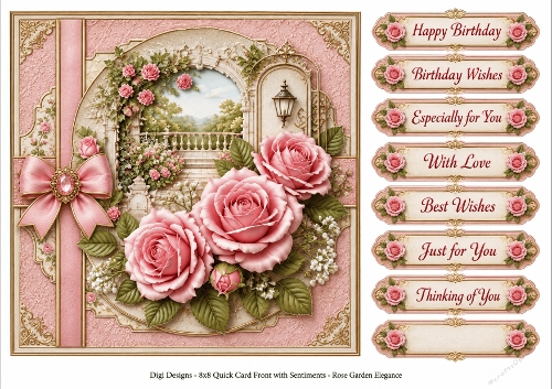 8x8 Rose Garden Elegance 2 Quick Card Front with Sentiment 