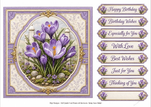 8x8 Spring Crocus Quick Card Front with Sentiment 