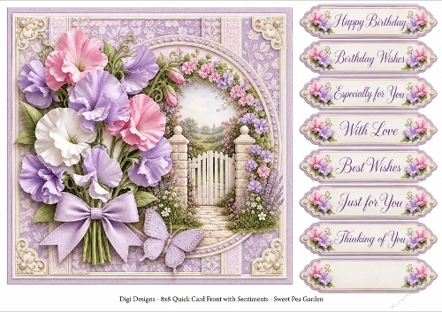 8x8 Sweet Pea Garden Quick Card Front with Sentiment 