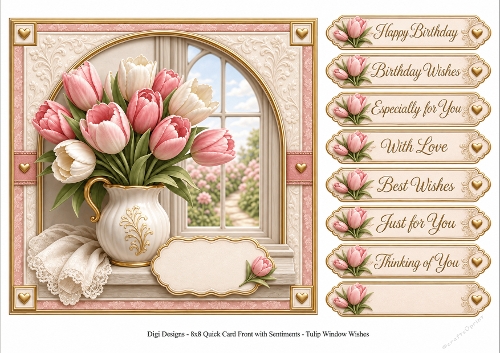 8x8 Tulip Window 2 Quick Card Front with Sentiment 