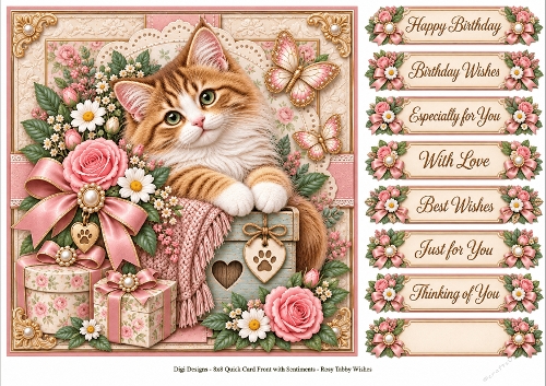 8x8 Rosy Tabby Wishes Quick Card Front with Sentiment 