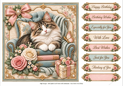 8x8 Vintage Cat Quick Card Front with Sentiment 