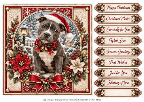 8x8 Festive Staffy Quick Card Front 