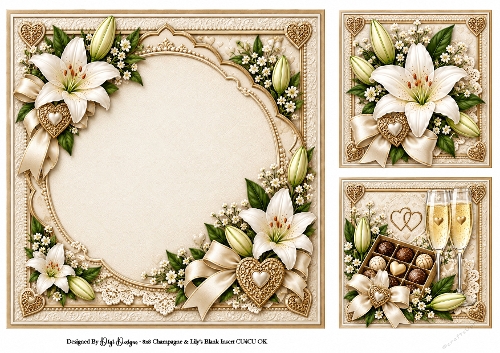 8x8 Champagne Lilys Blank Insert 