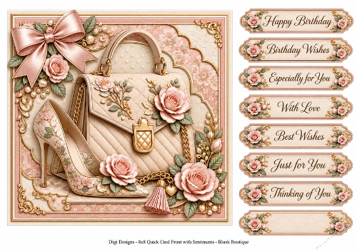 8x8 Blush Boutique - Quick Card Front with Sentiments 