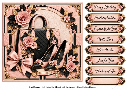8x8 Blush Fashion - Quick Card Front with Sentiments 