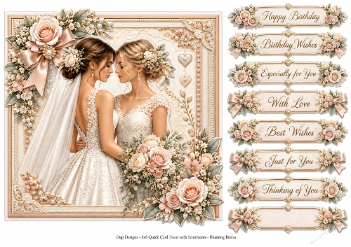 8x8 Blushing Brides - Quick Card Front with Sentiments 