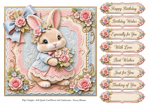 8x8 Bunny Blooms - Quick Card Front with Sentiments 