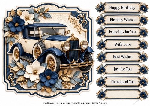 8x8 Classic Motoring - Quick Card Front with Sentiments 
