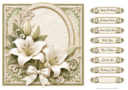 8x8 Elegant Lilys - Quick Card Front with Sentiments 