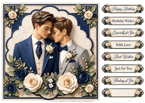 8x8 Navy Rose Romance - Quick Card Front with Sentiments 