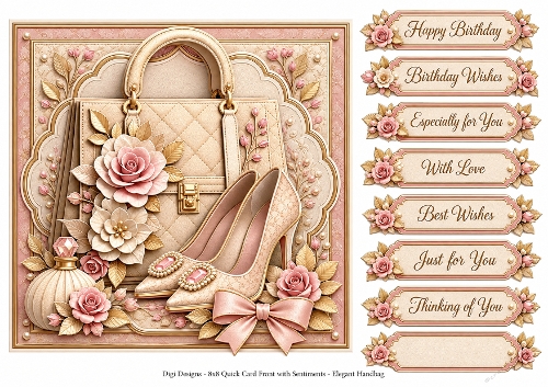 8x8 Elegant Handbag - Quick Card Front with Sentiments 