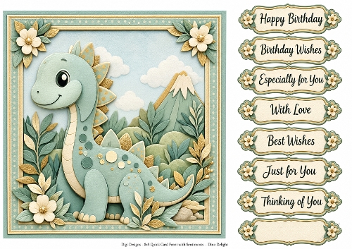 8x8 Dino Delight - Quick Card Front with Sentiments 