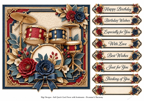 8x8 Drummers Harmony - Quick Card Front with Sentiments 