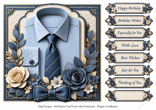 8x8 Elegant Gentleman - Quick Card Front with Sentiments 