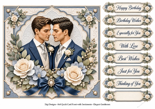 8x8 Elegant Gentleman Wedding - Quick Card Front with Sentiments 