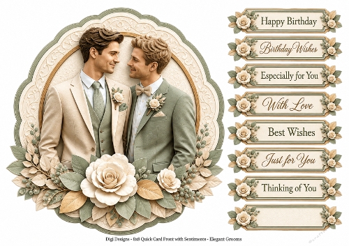 8x8 Elegant Grooms - Quick Card Front with Sentiments 