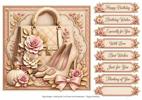 8x8 Elegant Handbag 1 - Quick Card Front with Sentiments 