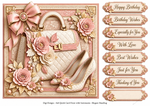 8x8 Elegant Handbag 2 - Quick Card Front with Sentiments 