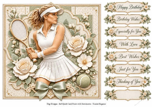 8x8 Tennis Elegance - Quick Card Front with Sentiments 