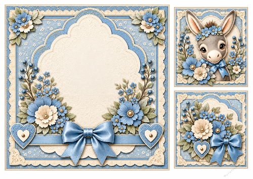 8x8 Blue Donkey Blank Insert 