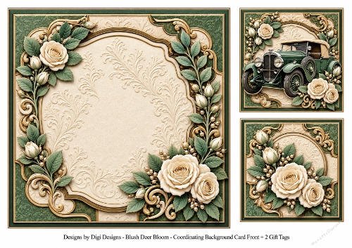 8x8 Classic Green Car Blank Insert 
