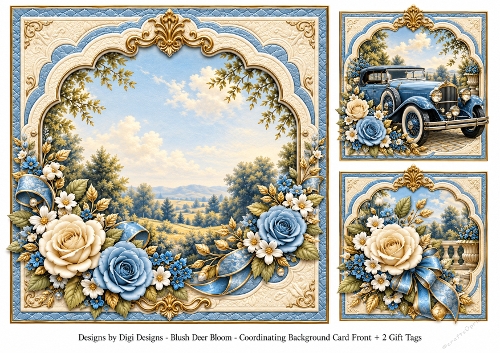 8x8 Classic Blue Car Blank Insert 