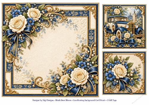 8x8 Classic Blue Vintage Blank Insert 