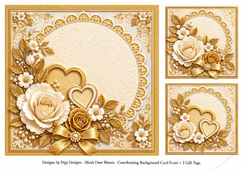 8x8 Golden Hearts Blank Insert 