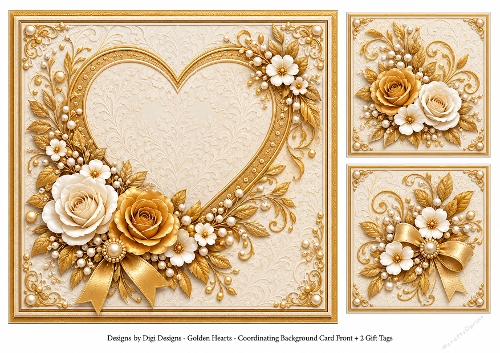 8x8 Golden Hearts 2 Blank Insert 