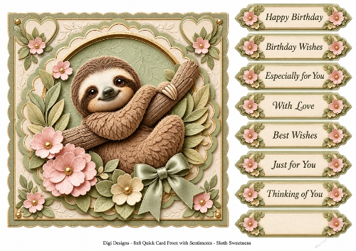 8x8 Sloth Sweetness Quick Card Front 