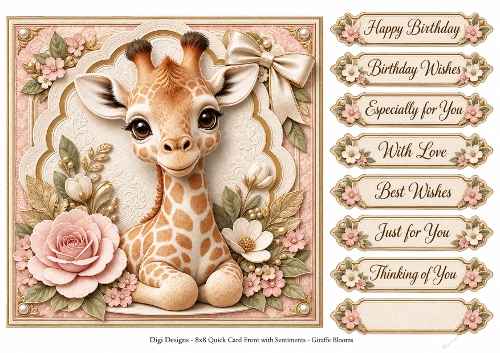 8x8 Giraffe Quick Card Fronts with Sentiments