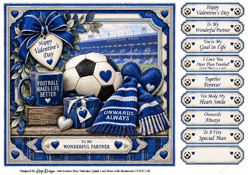 8x8 Everton Blue Valentine Quick Card Front with Sentiments