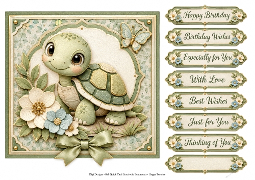 8x8 Happy Tortoise Quick Card Front with Sentiments