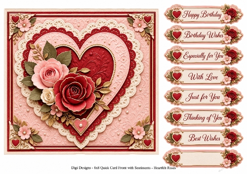 8x8 Heartfelt Roses Quick Card Front with Sentiments