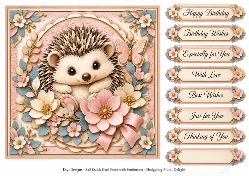 8x8 Hedgehog Quick Card Front with Sentiments