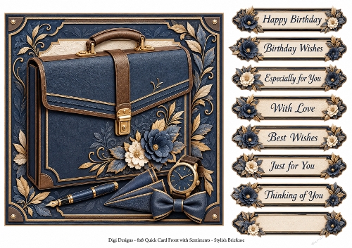 8x8 Luxury Briefcase Quick Card Front with Sentiments