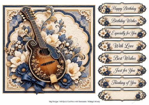 8x8 Midnight Melody Quick Card Front with Sentiments