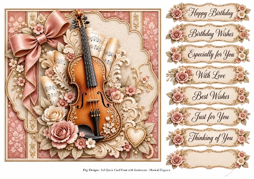 8x8 Musical Elegance Quick Card Front with Sentiments