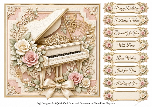 8x8 Piano Elegance Quick Card Front with Sentiments