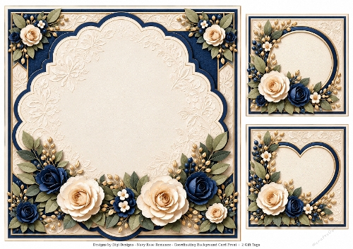 8x8 Navy Romance Blank Insert 