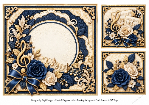 8x8 Navy & Gold Elegance Blank Insert 