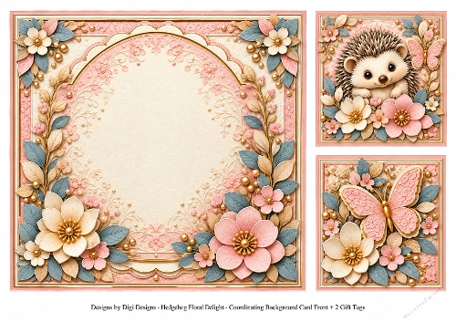 8x8 Hedgehog Floral Blank Inserts