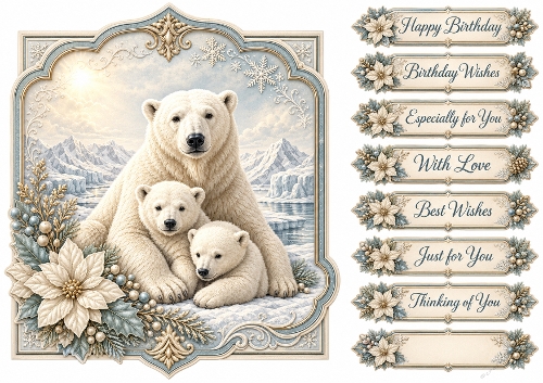 8x8 Arctic Polar Bear - Quick Card Front with Sentiments 