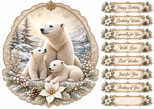 8x8 Ornate Polar Bear - Quick Card Front with Sentiments 