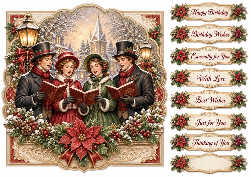 8x8 Victorian Christmas - Quick Card Front with Sentiments 