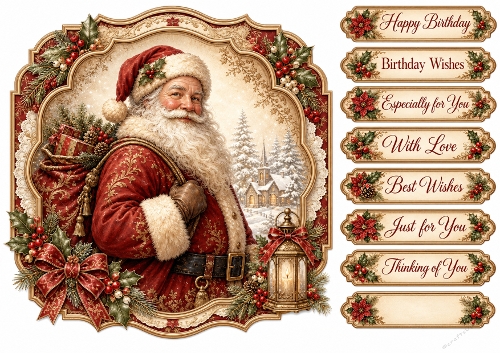 8x8 Vintage Santa - Quick Card Front with Sentiments 