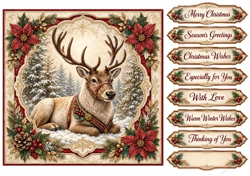 8x8 Vintage Stag - Quick Card Front with Sentiments 