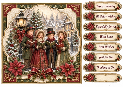 8x8 Vintage Victorian Christmas - Quick Card Front with Sentiments 